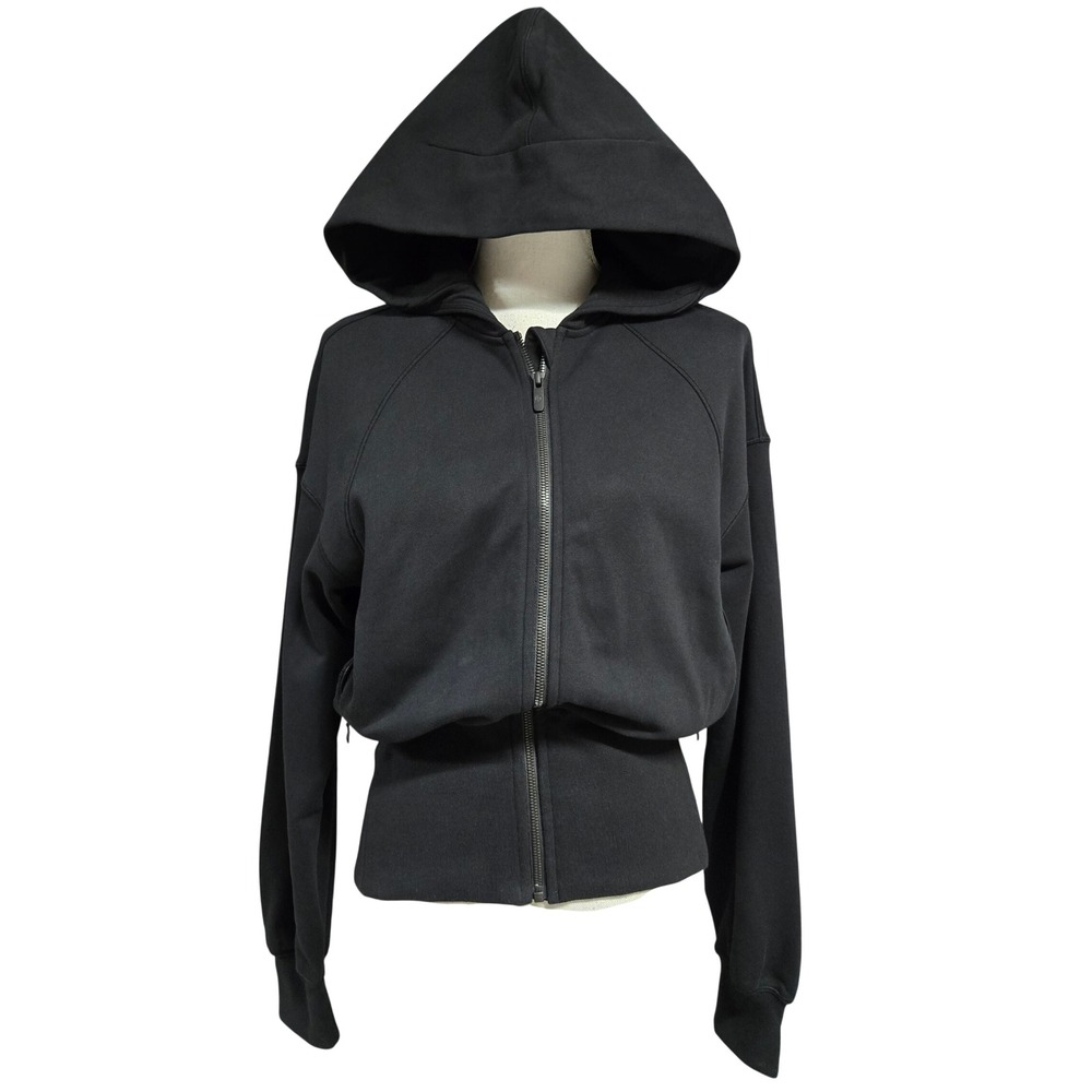 Lululemon Full Zip Hoodie Jacket Hugged Waist Cotton Black Women's Size 4